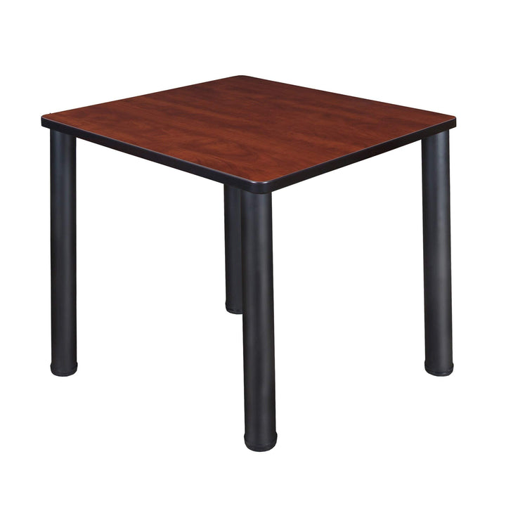 30" Square Breakroom Table- Cherry/Black Casual Metal Cherry Finish
