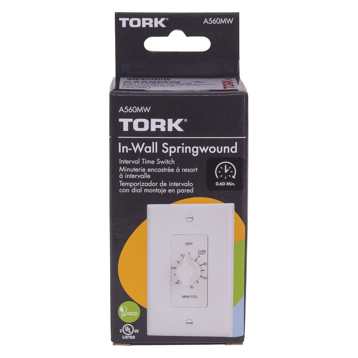 TORK A560MW Spring-Wound In-Wall Twist Timer with 60-Minute Length and White - Diamond Home USA