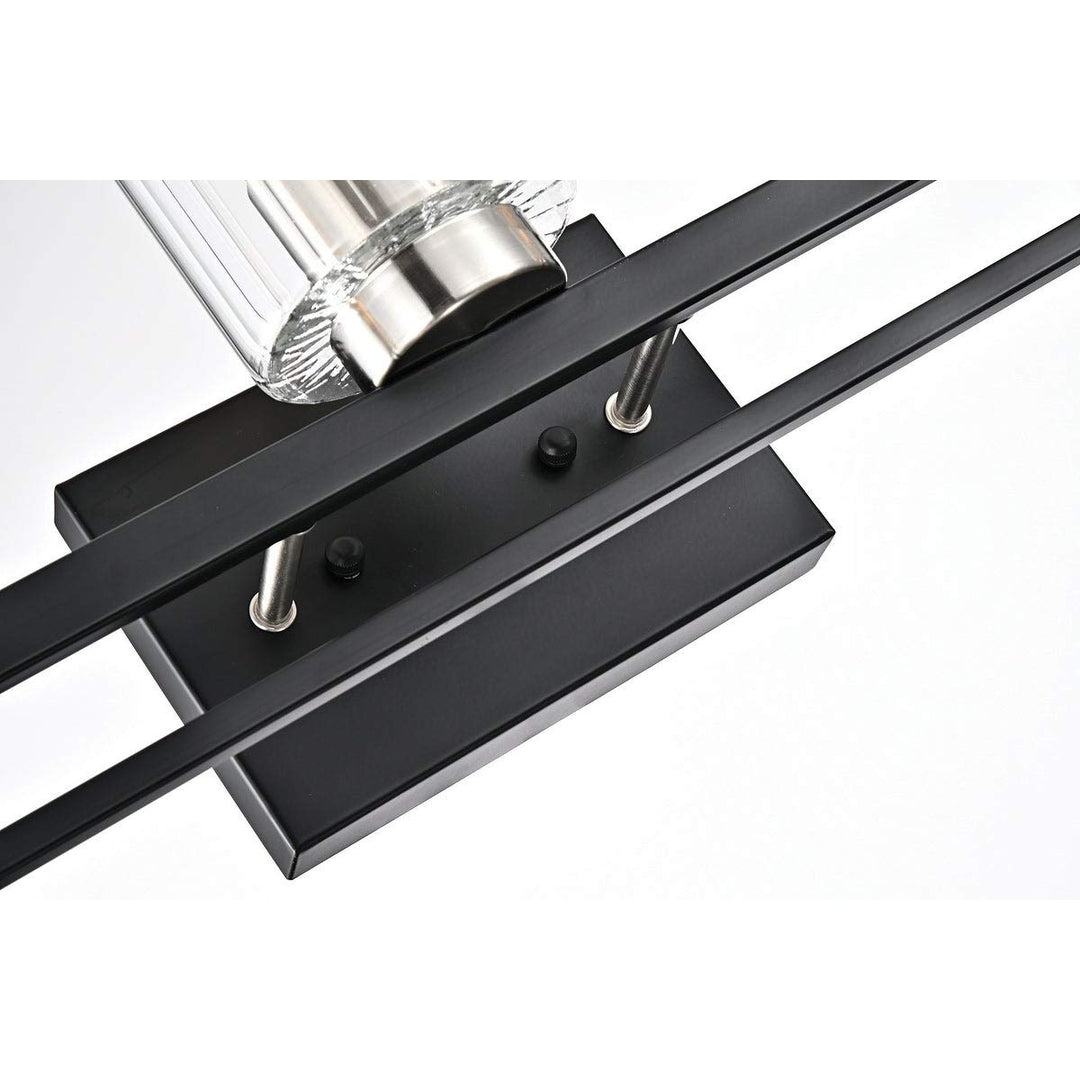 Black and Brushed Nickel 3-light Vanity with Clear Beveled Glass Shades - Diamond Home USA
