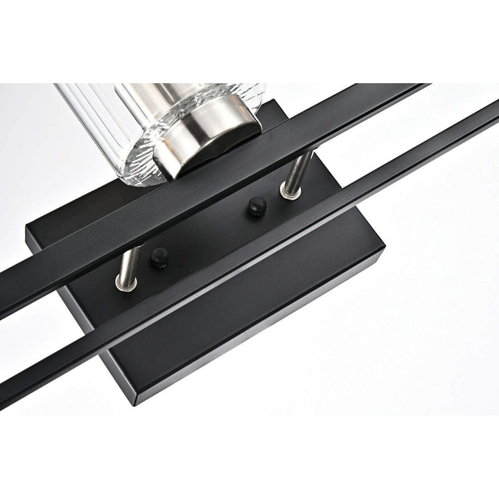 Black and Brushed Nickel 3-light Vanity with Clear Beveled Glass Shades - Diamond Home USA