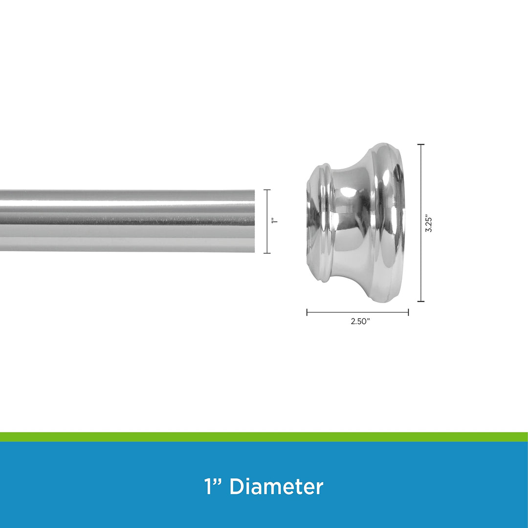 Twist Fit No Tools Decorative Tension Shower Curtain Rod 42-72" Chrome Steel - Diamond Home USA