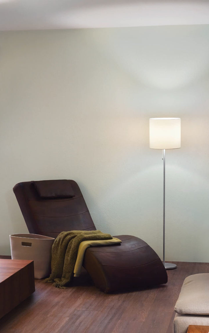 EGLO 82813A Sendo LED Dimmable Floor Lamp Plug-in Lighting with Crème Fabric - Diamond Home USA