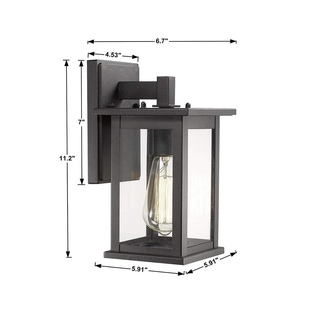 Outdoor Wall Lantern with Clear Glass Traditional Aluminum Black Includes - Diamond Home USA