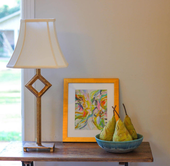 10"W Shantung Fabric Slant Cut Corner Rectangle Softback Lampshade in Off-White - Diamond Home USA