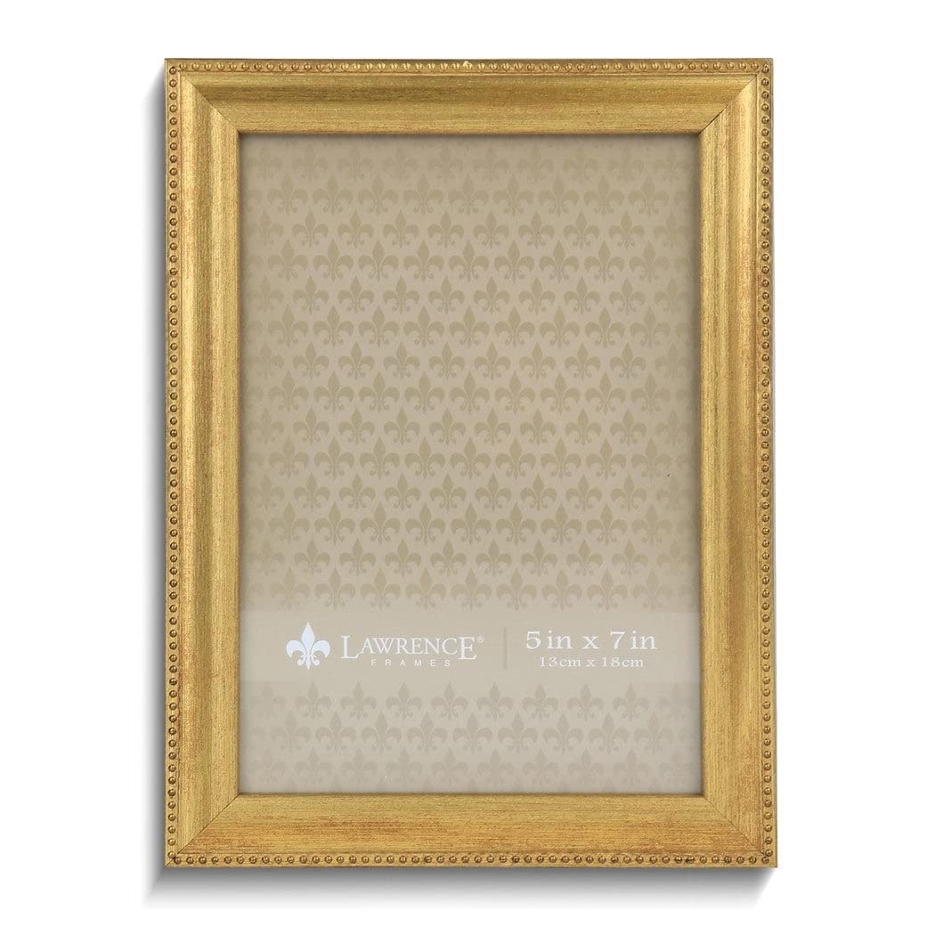 Gold-tone Beaded Edge 5x7 Photo Frame Gold Modern Contemporary Rectangle Metal