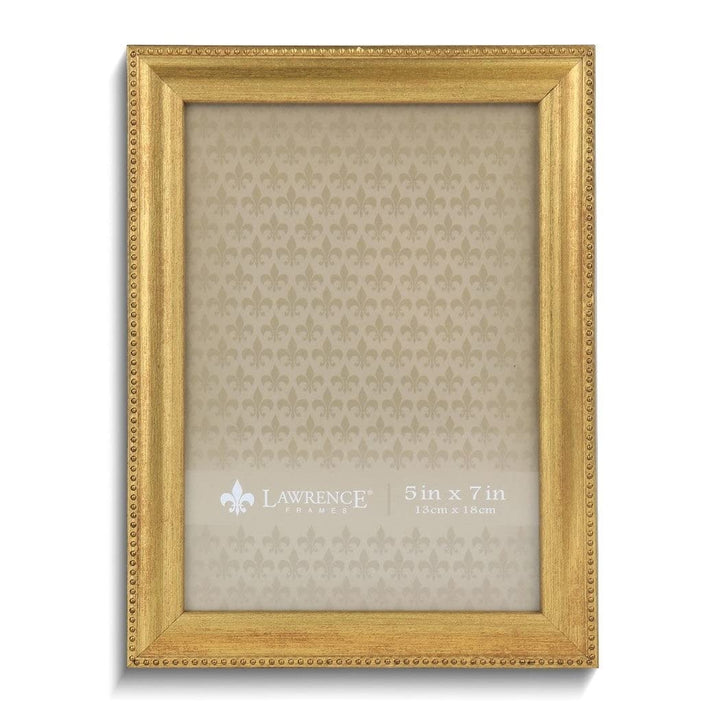 Gold-tone Beaded Edge 5x7 Photo Frame Gold Modern Contemporary Rectangle Metal