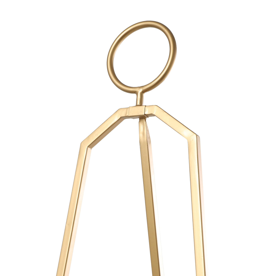 Gold Metal Tall Adjustable Minimalistic Easel with Circular Ring Top Glam Iron - Diamond Home USA