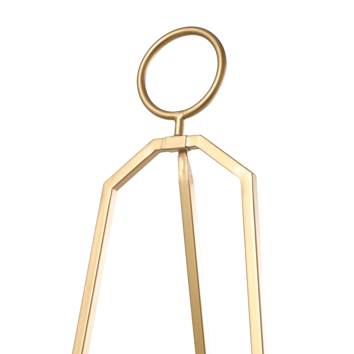 Gold Metal Tall Adjustable Minimalistic Easel with Circular Ring Top Glam Iron - Diamond Home USA