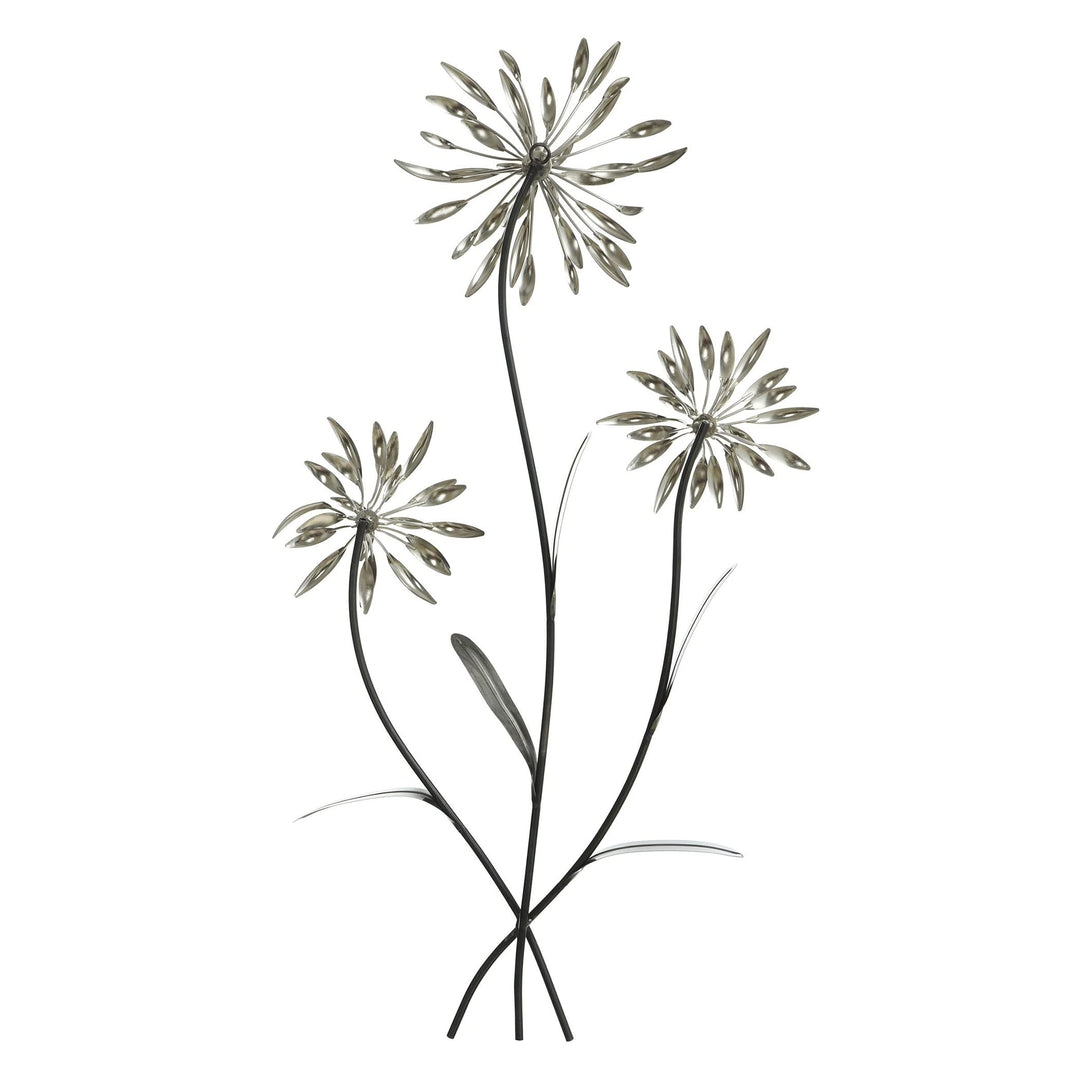 Bloom Hanging Metal Wall Sculpture Silver Modern Contemporary - Diamond Home USA