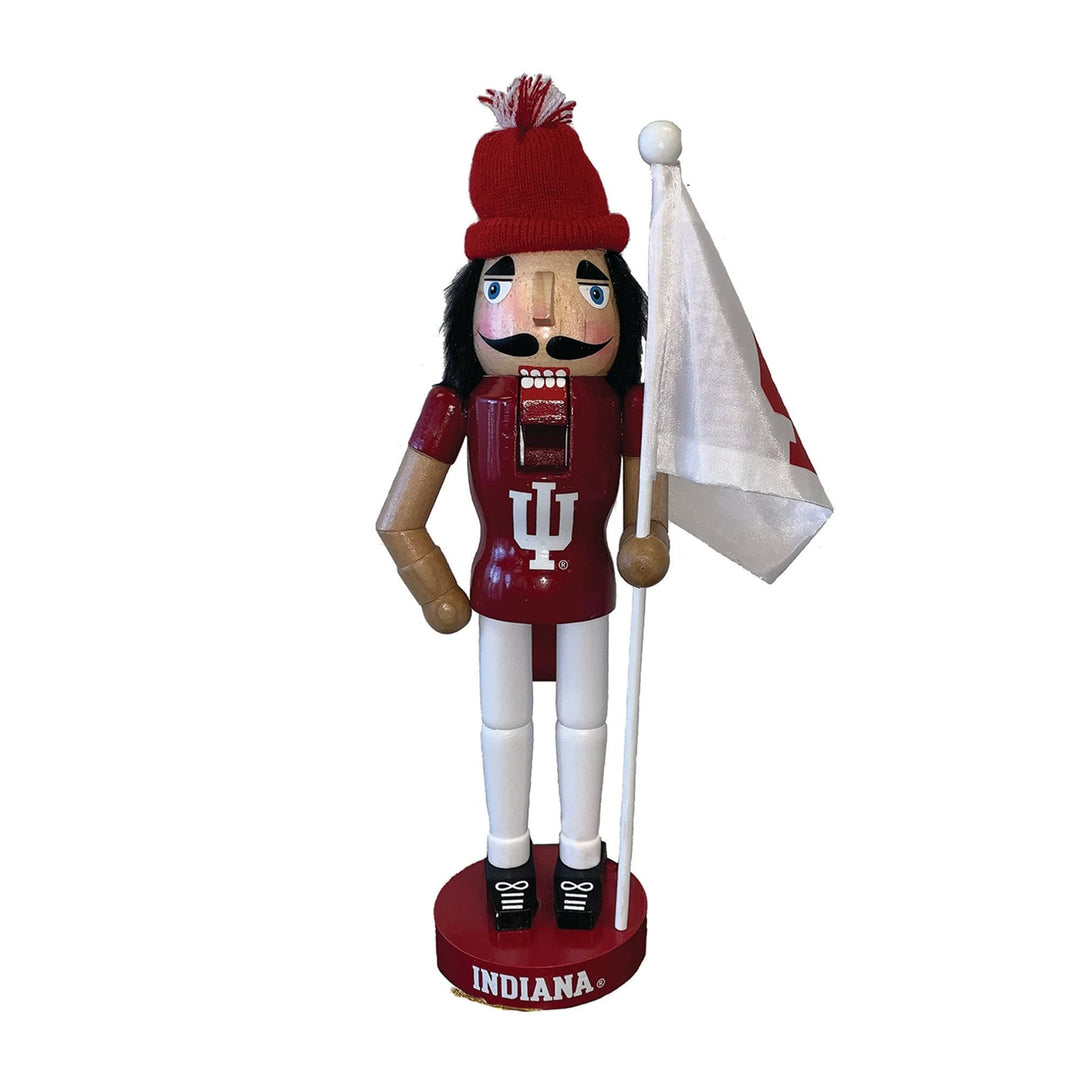 12 Inch Indiana Hoosiers Mascot with Flag Nutcracker Red Medium
