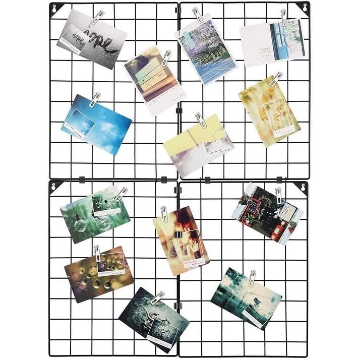 Wall Grid Panel with Wire Baskets Black Industrial Metal - Diamond Home USA