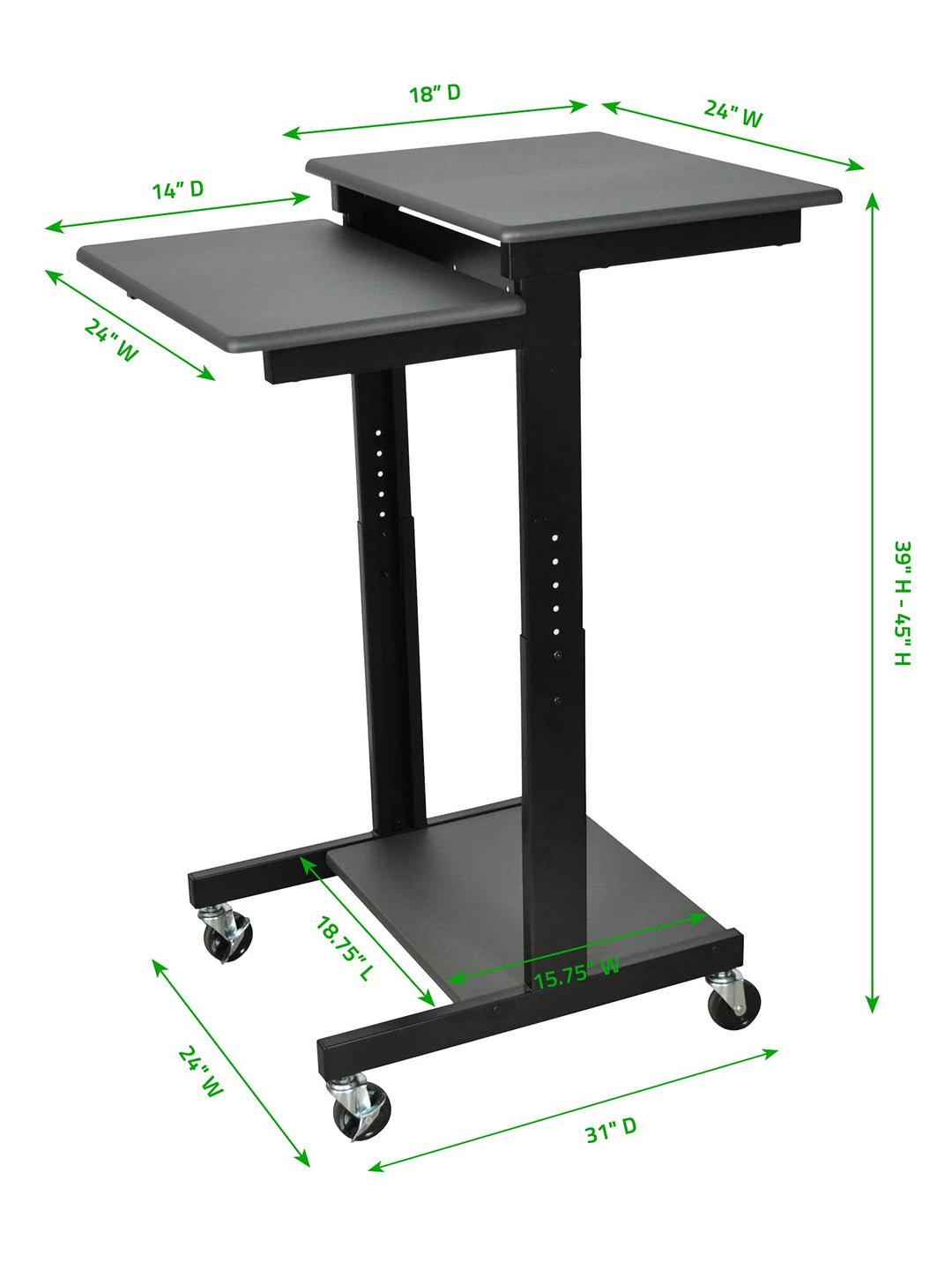 LUXOR PS3945 Adjustable-Height Presentation Workstation - Diamond Home USA