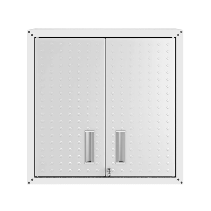 Manhattan Comfort Fortress 30" Floating Textured Metal Garage Cabinet with White