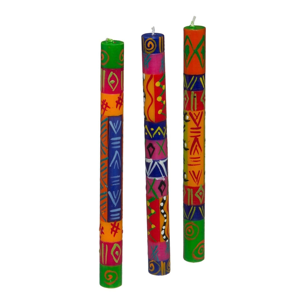 Handmade Taper Candles with Design (Set of 3) (South Africa) Multi Color - Diamond Home USA