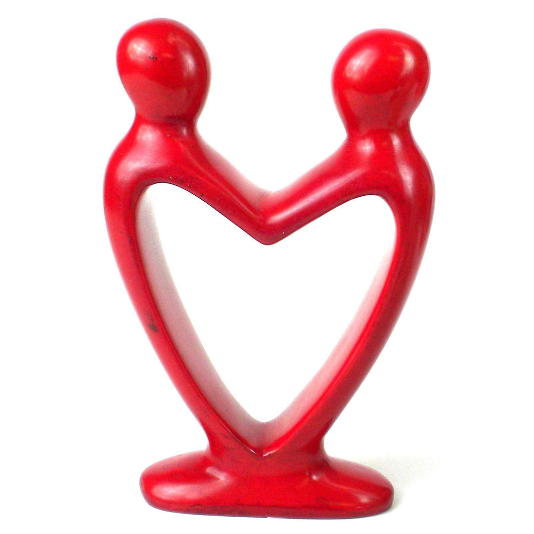 Handmade 8-inch Red Soapstone Lover's Heart Sculpture (Kenya) - Diamond Home USA