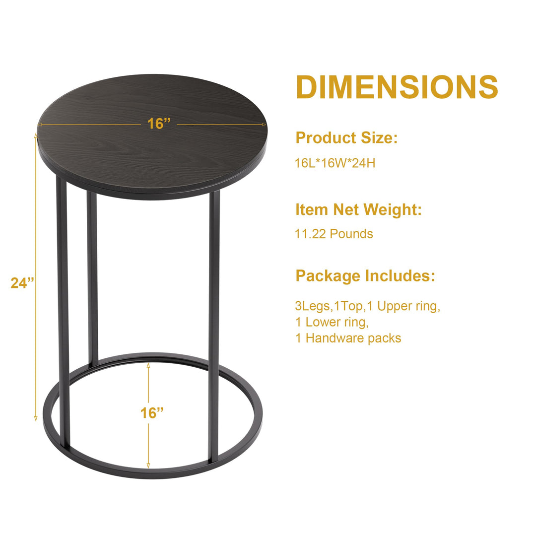 Nathaniel Home 23.5" H C-Shaped Round Sofa Side Elegant Modern-Glam End Snack - Diamond Home USA