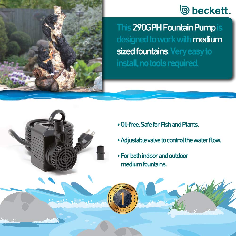 Beckett Corporation 7206610 Fountain Submersible Water Pump Maximum Flow of - Diamond Home USA