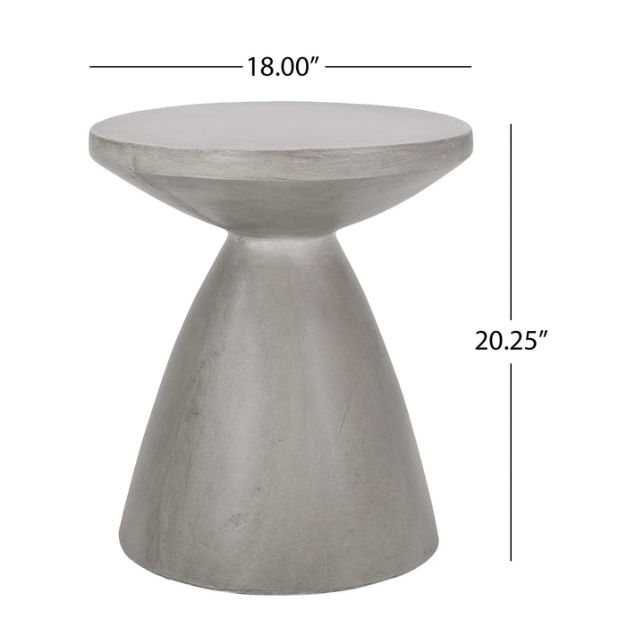 Outdoor Lightweight Concrete Side Table Grey Modern Contemporary Round Water - Diamond Home USA