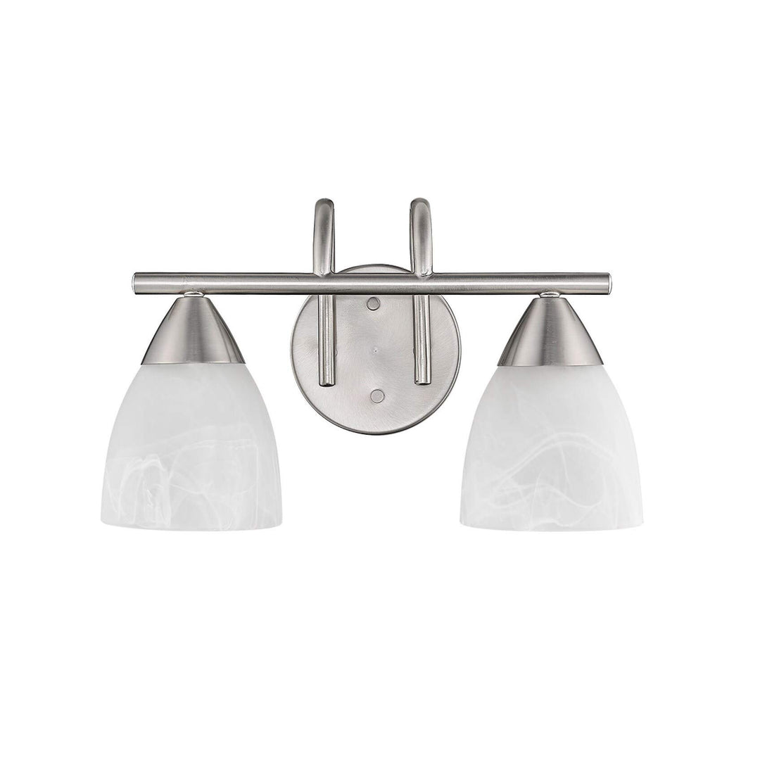 Swirl Glass Nickel Finish 2-Light Bath Vanity Light Metallic Modern Contemporary - Diamond Home USA
