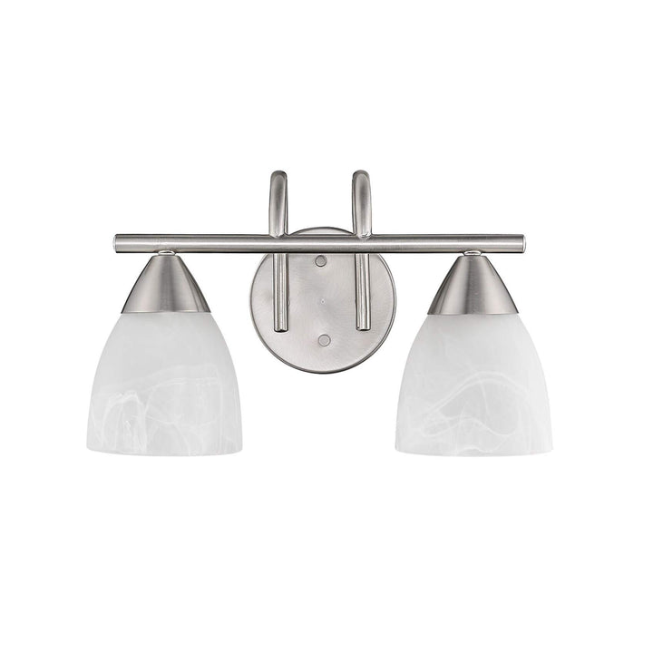 Swirl Glass Nickel Finish 2-Light Bath Vanity Light Metallic Modern Contemporary - Diamond Home USA