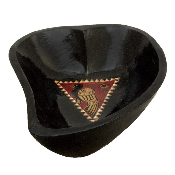 Handmade Paisley Shape Black Wooden Bowl (Indonesia) - 8" X Wood - Diamond Home USA