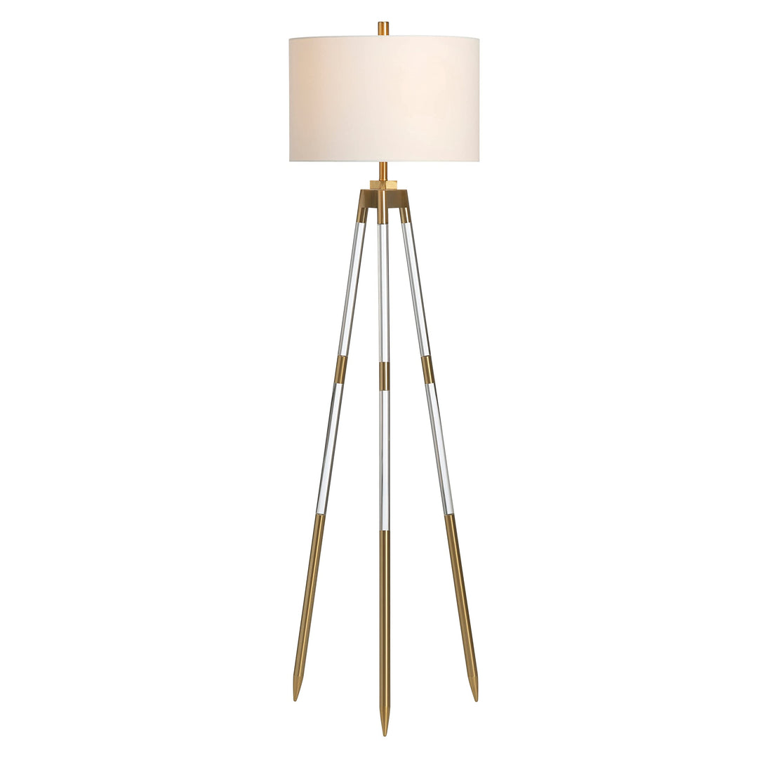 Clear Acrlyic Tripod Floor Lamp 17 X 32 Gold White Glam Mid-Century Modern