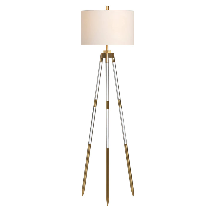 Clear Acrlyic Tripod Floor Lamp 17 X 32 Gold White Glam Mid-Century Modern