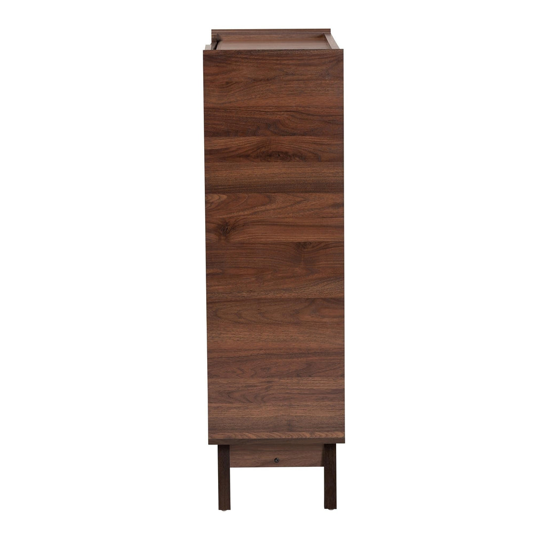 Mid-Century Modern Walnut Brown Finished Wood Shoe Cabinet MDF Backed - Diamond Home USA