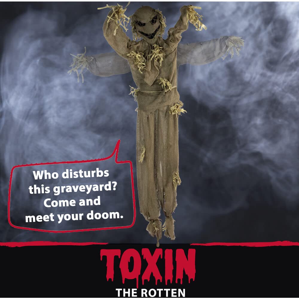 Haunted Hill Farm Life-Size Scary Talking Scarecrow Halloween Animatronic with - Diamond Home USA