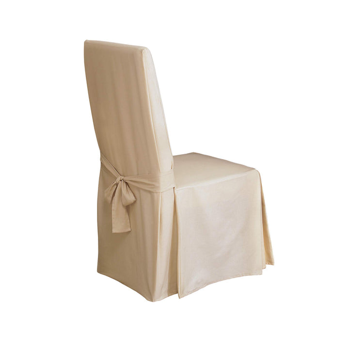 SureFit Cotton Duck Canvas Long Dining Room Chair Covers Dining Chair Cover with Natural