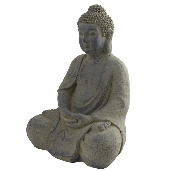 Buddha Lotus Pose Indoor/Outdoor Statue Green Grey Stone - Diamond Home USA