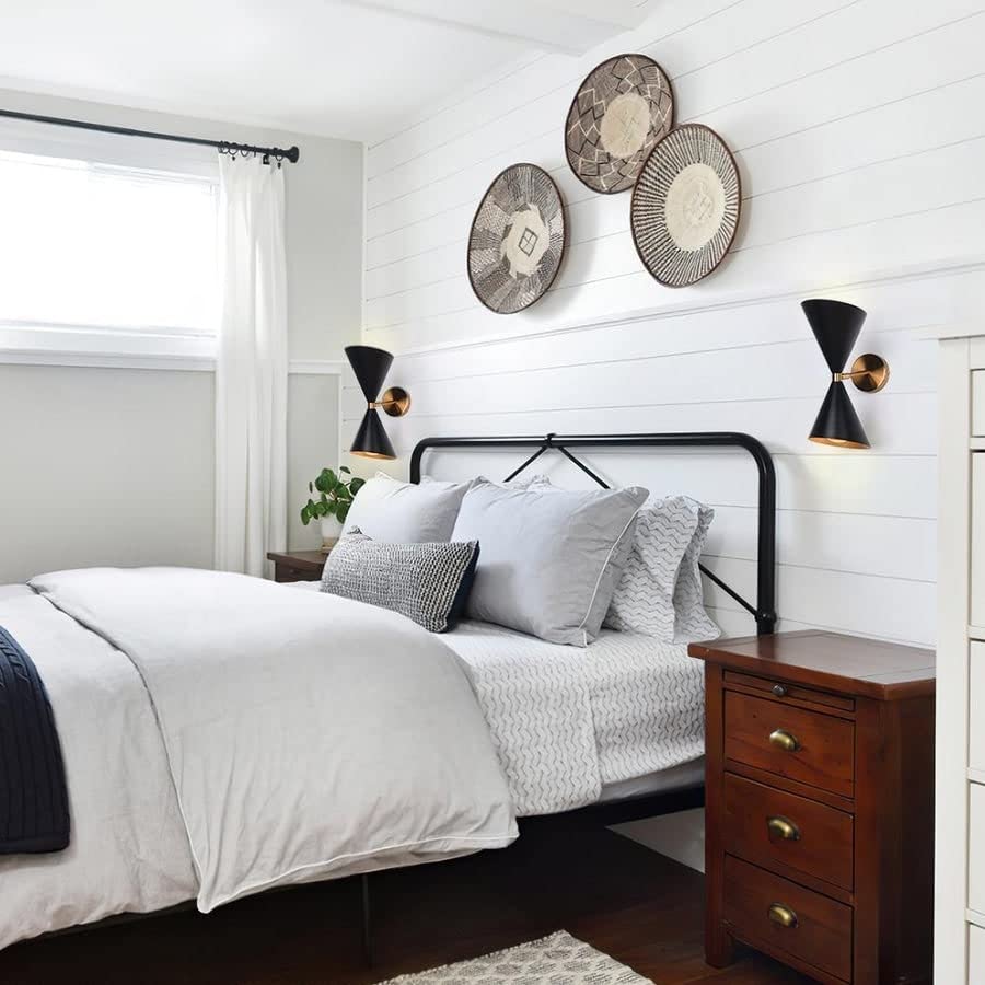 2-light Black Gold Up Down Cone Wall Sconce Mid-century Modern Contemporary - Diamond Home USA