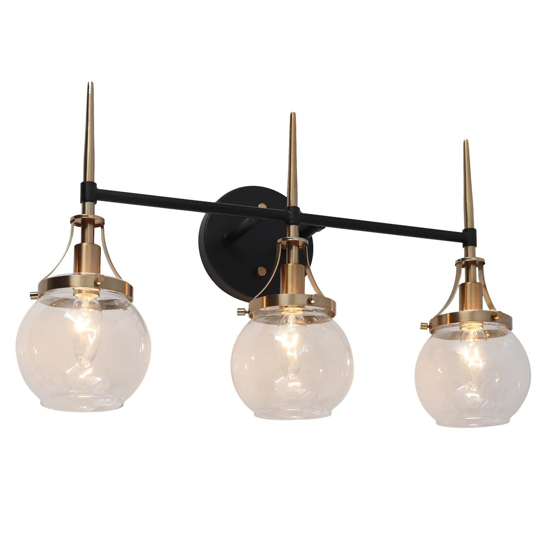 Modern Glam 3-light Glass Bathroom Vanity Lights Black Gold Wall Sconces 21.5"/3-Light - Diamond Home USA
