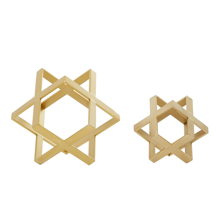 Gold Iron Glam Sculpture Geometric (Set of 2) 7 X Brass Finish - Diamond Home USA