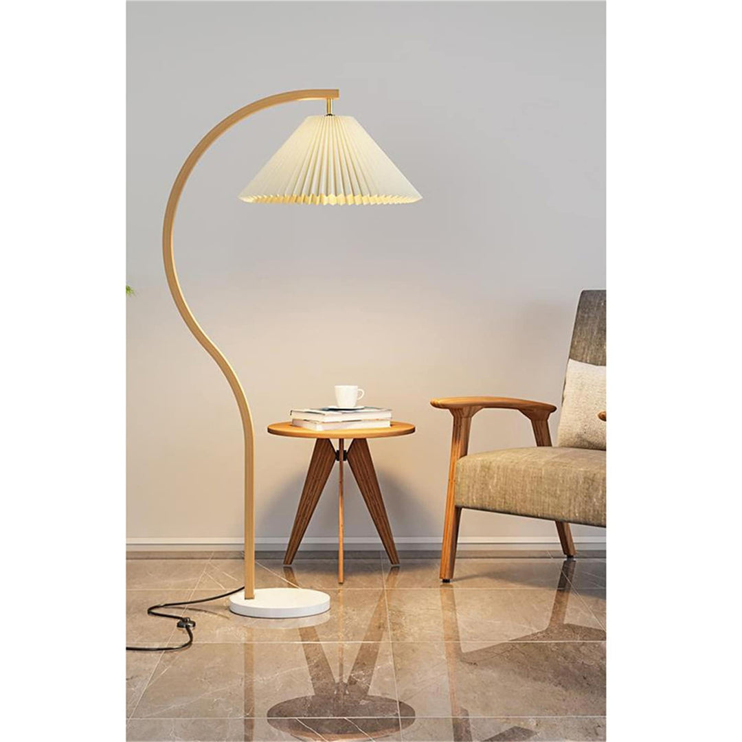 59.8 Inches Arched Floor Lamp for Bedrooms and Living Rooms Beige Modern White