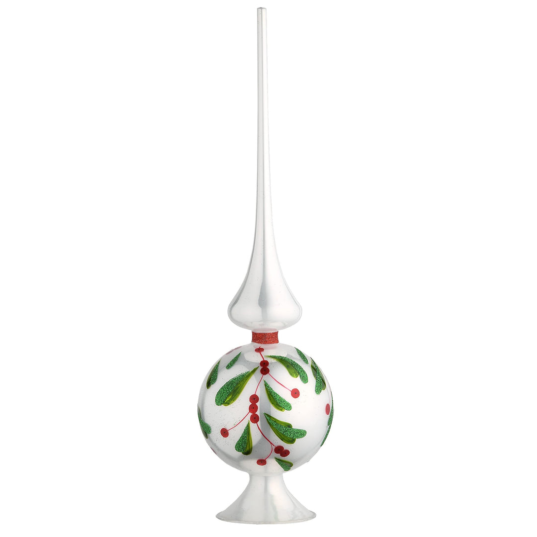 15" Leaves Glass Christmas Tree Topper 15 in White