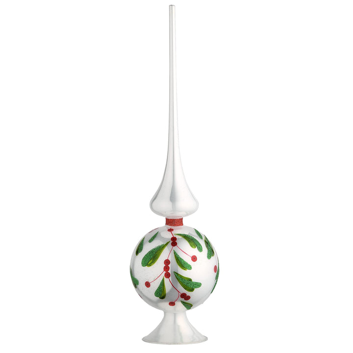 15" Leaves Glass Christmas Tree Topper 15 in White