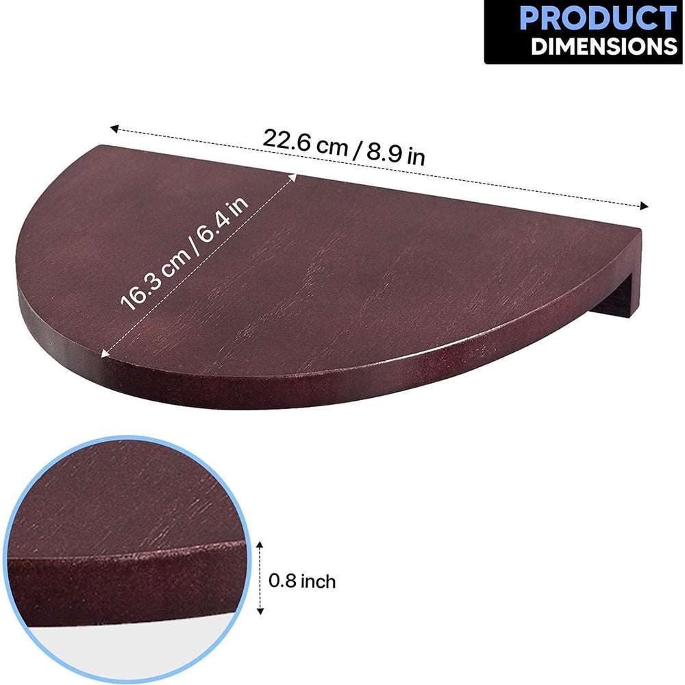 Floating Wood Shelves for Wall Semi ircle Round Set of 2 Medium Brown lassic - Diamond Home USA