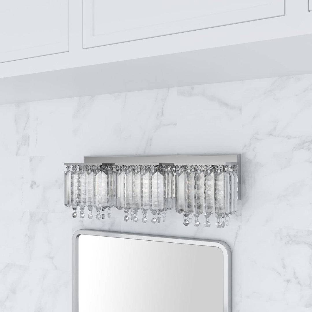 Modern Chrome 3-light Crystal Drops Design Vanity Light Metallic Contemporary - Diamond Home USA