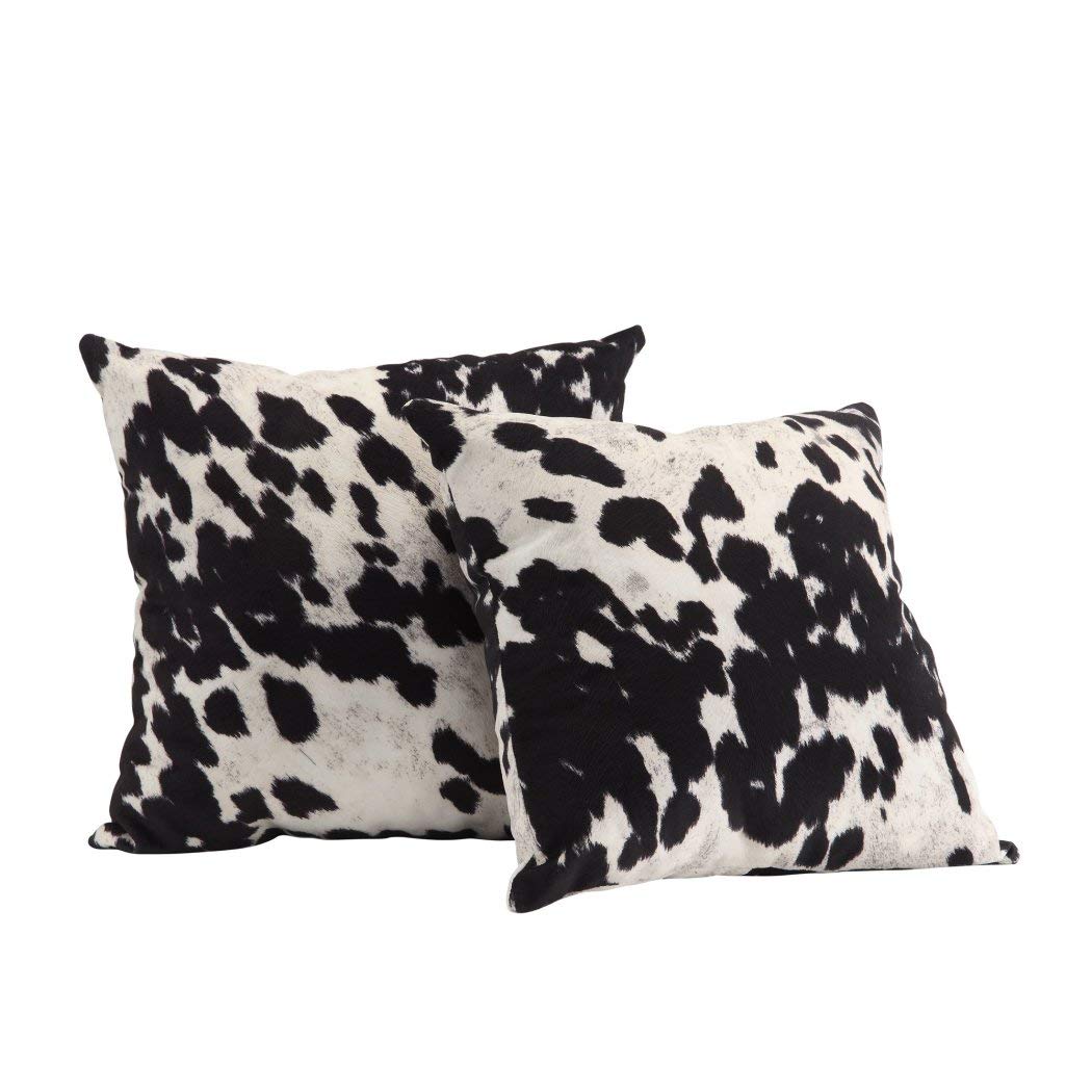 DS 2 Piece Black White Cow Theme Decorative Throw Pillows Set 18-Inch - Diamond Home USA
