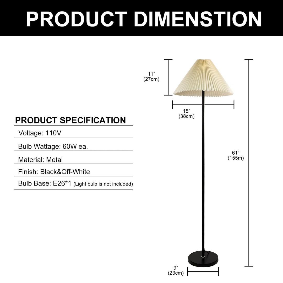 61 in.Black Column Floor Lamp Mid-Century Modern Corner with White Mushroom - Diamond Home USA