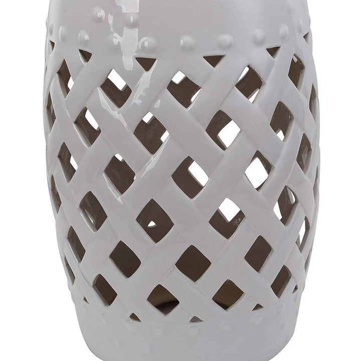Ceramic Indoor Outdoor Lattice Garden Stool White Modern Contemporary Water - Diamond Home USA