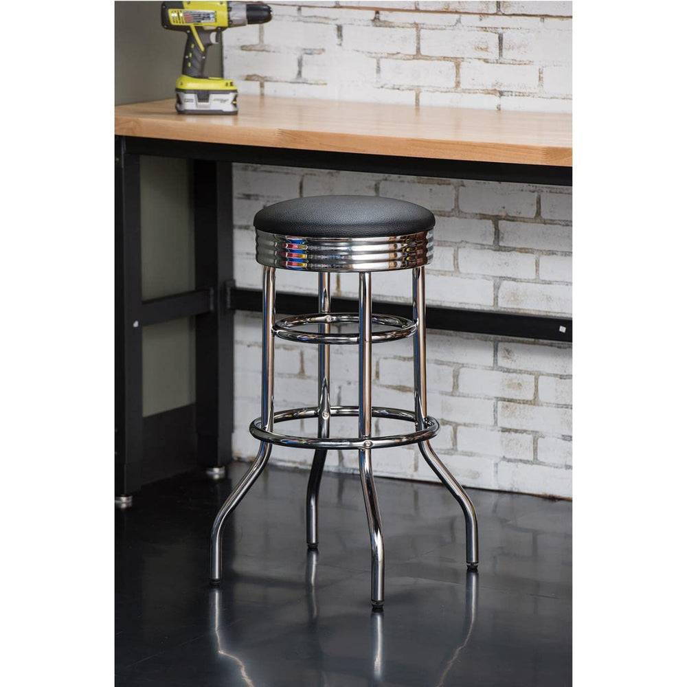 Trinity Chrome Swivel Barstool 29-Inch Black - Diamond Home USA
