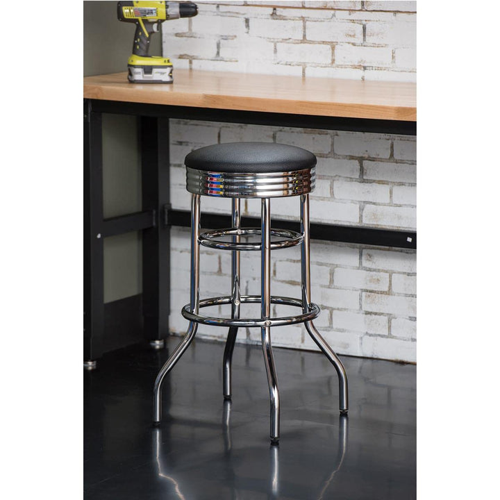 Trinity Chrome Swivel Barstool 29-Inch Black - Diamond Home USA