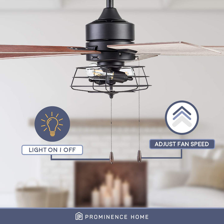 Prominence Home Marshall 52 Inch Industrial Style LED Ceiling Fan with Light - Diamond Home USA