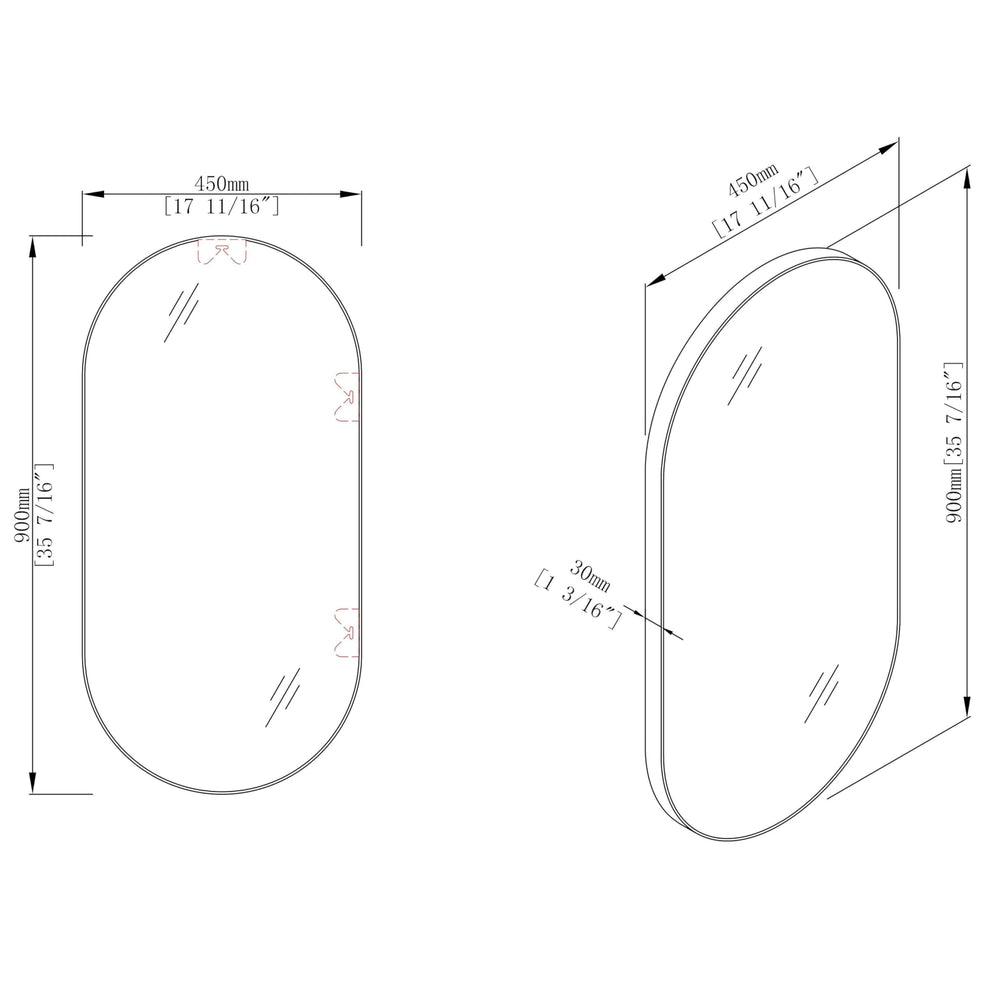 Frame Bathroom Oval Wall Mirror 38.6 Black - Diamond Home USA