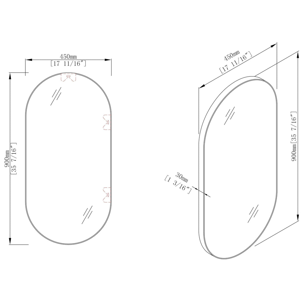 Frame Bathroom Oval Wall Mirror 38.6 Black - Diamond Home USA