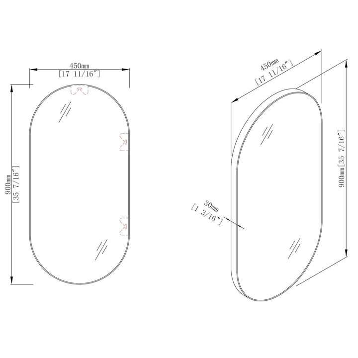 Frame Bathroom Oval Wall Mirror 38.6 Black - Diamond Home USA