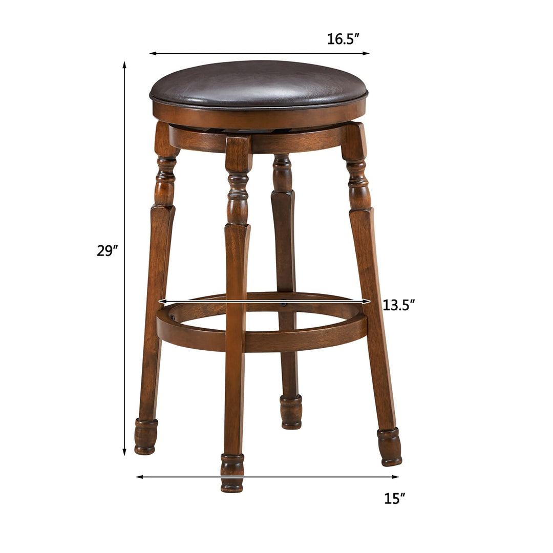 Set of 2 Backless Bar Stools Counter Height Stool with Swivel Seat Brown Vintage - Diamond Home USA