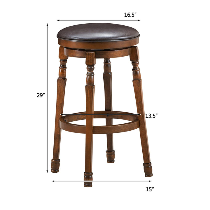 Set of 2 Backless Bar Stools Counter Height Stool with Swivel Seat Brown Vintage - Diamond Home USA